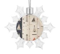 Décoration de Noël 3D en forme de bateau et phare en forme de flocon de neige à suspendre en plastique incassable - Flocons de neige à paillettes pour cheminée, fenêtre, vacances, cadeau de fête