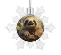 Décoration de Noël 3D en forme de paresseux flocon de neige à suspendre en plastique incassable - Flocons de neige à paillettes - Décoration pour cheminée, fenêtre, vacances, fête d'hiver, décoration