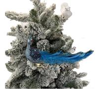 Décoration de Noël 3D en plumes de paon naturelles à suspendre au sapin avec savoir-faire détaillé et breloque festive (pendentif paon)