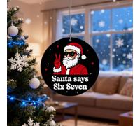 Décoration de Noël 67 en acrylique, Père Noël dit six sept 2025, décorations de Noël 2D en acrylique Six Seven, décorations amusantes pour sapin de Noël, cadeaux amusants, bas de Noël (noir, 1 pièce)