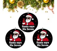 Décoration de Noël 67 en acrylique, Père Noël dit six sept 2025, décorations de Noël 2D en acrylique Six Seven, décorations amusantes pour sapin de Noël, cadeaux amusants, bas de Noël (noir, 3 pièces)