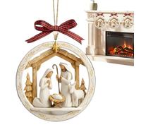 Décoration de Noël - : 8 x 8 x 0,5 cm - Décorations religieuses de Noël - Pendentif à suspendre plat en acrylique transparent - Décoration de scène chrétienne - Pendentif acrylique festif - Design