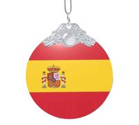 Décoration de Noël à suspendre avec drapeau espagnol - Pendentif rond en verre pour sapin de Noël - Décoration de maison festive