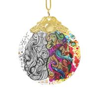 Décoration de Noël à suspendre avec motif cerveau gauche et droit, pendentif rond en verre pour sapin de Noël, décoration de maison festive