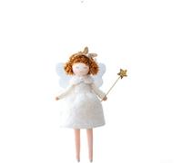 Décoration de Noël à suspendre avec motif fille céleste en tissu doux, conçue pour la décoration de sapin avec une touche minimaliste et contemporaine (blanc)
