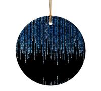 Décoration de Noël à suspendre en céramique avec impression binaire bleue - Célébrez la famille cette décoration de Noël, cadeau pour la famille, les amis