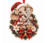 Décoration de Noël à suspendre en forme d'animal | Avec bonnet de Père Noël et écharpe à carreaux, couronne de pendentif arbre de Noël pour fête de vacances