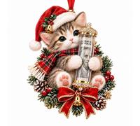 Décoration de Noël à suspendre en forme d'animal | Avec bonnet de Père Noël et écharpe à carreaux, couronne de pendentif arbre de Noël pour fête de vacances
