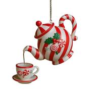 Décoration de Noël à suspendre en forme de tasse à thé 2D | Cette charmante décoration à suspendre dispose d'un service à thé versant avec des baies de houx festives pour décorer les