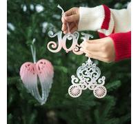 Décoration de Noël à suspendre en plastique transparent avec motifs de Noël européens classiques, y compris carrosse flocons de neige et couronnes pour décoration saisonnière (couronne)