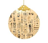 Décoration de Noël à suspendre en verre avec hiéroglyphes égyptiens antiques pour une installation de Noël éblouissante