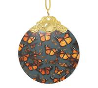 Décoration de Noël à suspendre en verre avec motif papillons monarques oranges pour sapin de Noël
