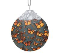 Décoration de Noël à suspendre en verre avec motif papillons monarques oranges pour sapin de Noël