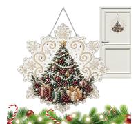 Décoration de Noël à suspendre - Kit d'art en strass | Kit de bricolage complet en acrylique Motif flocon de neige (arbre/Père Noël/bonhomme de neige) 20 x 20 cm