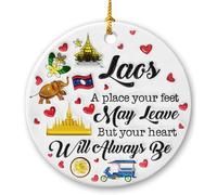 Décoration de Noël à Suspendre Laos placez Vos Pieds Vous Pouvez partir | Déco De Noël quartier Céramique Décorations avec ficelle dorée Décoration de Noël en céramique pour sapin de Noël porte