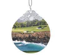Décoration de Noël à suspendre, motif parcours de golf hawaïen, pendentif rond en verre pour sapin de Noël, décoration de la maison