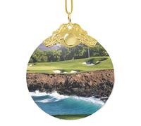 Décoration de Noël à suspendre, motif parcours de golf hawaïen, pendentif rond en verre pour sapin de Noël, décoration de la maison