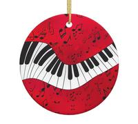 Décoration de Noël à suspendre, ornement en céramique, boule souvenir pour sapin de Noël, note de musique, piano