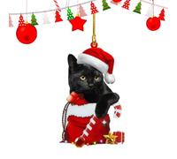 Décoration de Noël à suspendre, pendentif en acrylique 2D pour arbre de Noël en forme de chat/chien, fait à la main, adorable décoration de Noël avec crochets, fournitures de Noël pour bureaux et