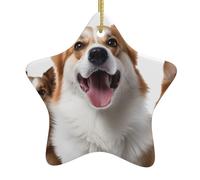 Décoration de Noël à suspendre pour sapin de Noël - Chien de Noël - Langue qui sort de la langue - Ornements en céramique - Décoration de Noël de ferme pour sapin de Noël