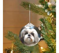 Décoration de Noël à suspendre pour sapin de Noël - Décoration de Noël en verre - Décoration de vacances en forme de petit chien