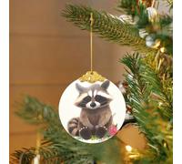 Décoration de Noël à suspendre pour sapin de Noël - Petit raton laveur en verre - Décoration de vacances