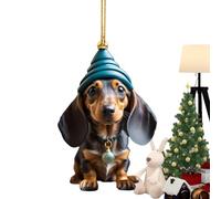 Décoration de Noël - Acrylique 8 cm, Décoration de sapin de Noël en forme de chien | Personnalité intéressante, anniversaire, fête à thème, décorations de Noël pour chien, décoration d'arbre