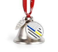 Décoration de Noël Amusante avec Drapeau américain à Lignes Bleues et Jaunes, Cloches à Suspendre au Sapin.