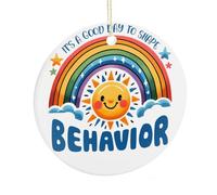 Décoration de Noël amusante en céramique à suspendre avec inscription « It's A Good Day To Shape Behavior » - Cadeau de Noël pour technicien du comportement enregistré - 7,5 cm