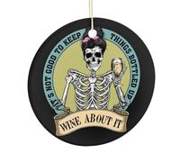 Décoration de Noël amusante en céramique à suspendre avec inscription « It's Not Good To Keep Things Bottled Up » - Cadeau de Noël pour les amateurs de vin - 7,5 cm