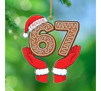 Décoration de Noël amusante en forme de six sept mèmes 2025, cadeau souvenir de Noël personnalisé pour fils, fille, adolescent, Père Noël dit six sept décoration de Noël, nom personnalisé viral 6 7