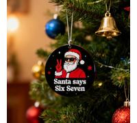 Décoration de Noël amusante en verre 2025 - Père Noël dit six sept - Décorations de Père Noël pour sapin de Noël, cadeaux amusants, bas de Noël pour adolescentes - Articles tendance (B)