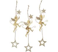 Décoration de Noël Ange pendentif avec étoiles - Décoration à suspendre, décoration de l'arbre, 28cm, 3 pièces