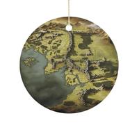 Décoration de Noël annuelle 2025 en céramique - Carte de la Terre du Milieu - Ornements décoratifs élégants à suspendre pour sapin de Noël, couronne de Noël, fête, mariage, cadeau souvenir