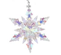 Décoration de Noël annuelle 2026, breloque Flocon de Neige en Cristal fabriquée à la Main avec Cordon et Ruban à Suspendre pour Sapin de Noël pour fête Festive