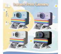 Décoration de Noël Appareil photo instantané pour enfants noir et blanc imprimable instantanément, écran de 2,8 pouces, objectif HD avant et arrière, fonction d'impression instantanée, photo, vidéo, M