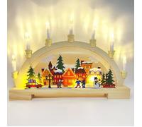 Décoration de Noël - Arche Lumineuse en Bois - Village de Noël - Intérieur - LED - Bois Massif