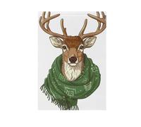 Décoration de Noël avec cerf dans une écharpe verte, drapeau de bienvenue de jardin, double face, petite bannière de décoration saisonnière pour extérieur, terrasse, pelouse, ferme, terre agricole