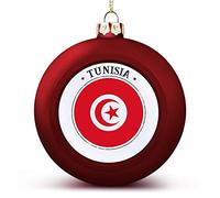 Décoration de Noël avec drapeau national de la Tunisie et de la Tunisie - Décoration de Noël à suspendre pour sapin de Noël, Nouvel An, vacances, cadeaux d'anniversaire
