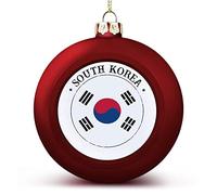 Décoration de Noël avec drapeau national rouge de la Corée du Sud et de la Corée du Sud - Décoration de Noël à suspendre pour sapin de Noël, Nouvel An, vacances, cadeaux d'anniversaire