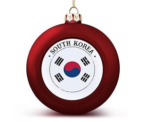 Décoration de Noël avec drapeau national rouge de la Corée du Sud et de la Corée du Sud - Décoration de Noël à suspendre pour sapin de Noël, Nouvel An, vacances, cadeaux d'anniversaire