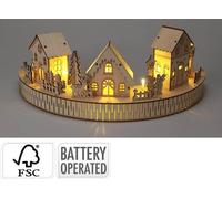 Décoration de Noël avec lumière LED 20 cm village en bois brun KO-AX5350270