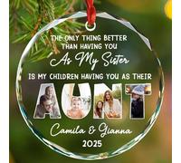 Décoration de Noël avec photo personnalisée pour tante de la part de nièce, neveu, décoration de Noël en verre avec photo « My Children Having You As Their Aunt », décoration de Noël personnalisée