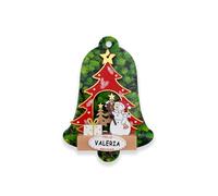 Décoration de Noël avec prénoms, en forme de sapin de Noël, décoration avec message « Happy Christmas », motifs de Père Noël, bonhomme de neige et cadeaux (bonhomme de neige, valeria)