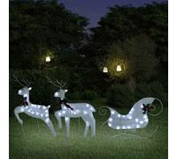vidaXL Décoration de Noël – Renne et traîneau éclairé 60 LED extérieur blanc