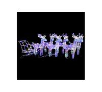 vidaXL Décoration de Noël avec Rennes et Traîneau Ornement de Vacances Décoration de Vacances Ornement de Fête Jardin 320 LED Acrylique Multicolore G