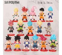 Décoration de Noël Bandai 16 pièces/set Super Saiyan Son Goku, figurine d'anime Son Gohan, Vegeta, Broly, Piccolo, Majin Buu, set de figurines d'action, modèle, cadeaux, jouets Taille UniquePolychloru