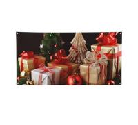 Décoration de Noël - Bannières et panneaux de décoration de fête pour extérieur et intérieur - Bannière personnalisée avec œillets - Toile de fond d'anniversaire - Toile de fond pour photo - Pour