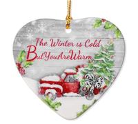 Décoration de Noël - Cadeau souvenir de Noël en céramique avec message « The Winter is Cold But You are Warm for Family & Friends »