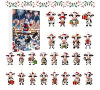 Décoration de Noël Calendrier de l'Avent 24 jours Pendentif vache Compte à rebours Calendrier de Noël 2D Acrylique Pendentif de fête pour enseignants, membres de la communauté, liaison familiale